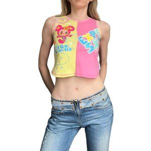 Baby tank top from Mini-K with stitching, rhinestones, and graphic print